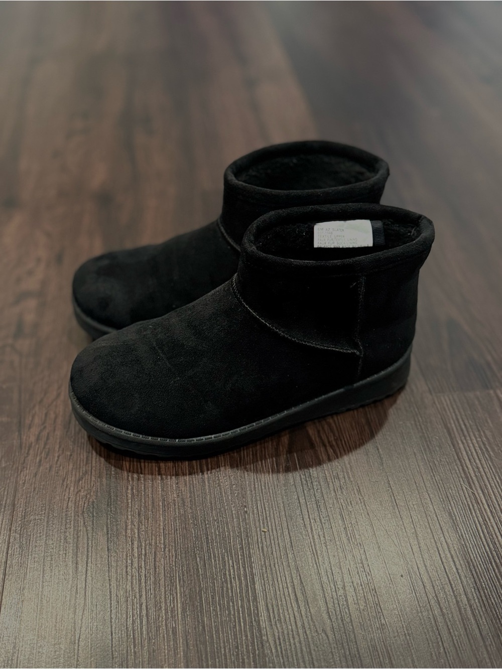Arizona Jean Company Black Suede-Look Cozy Slip-On Booties